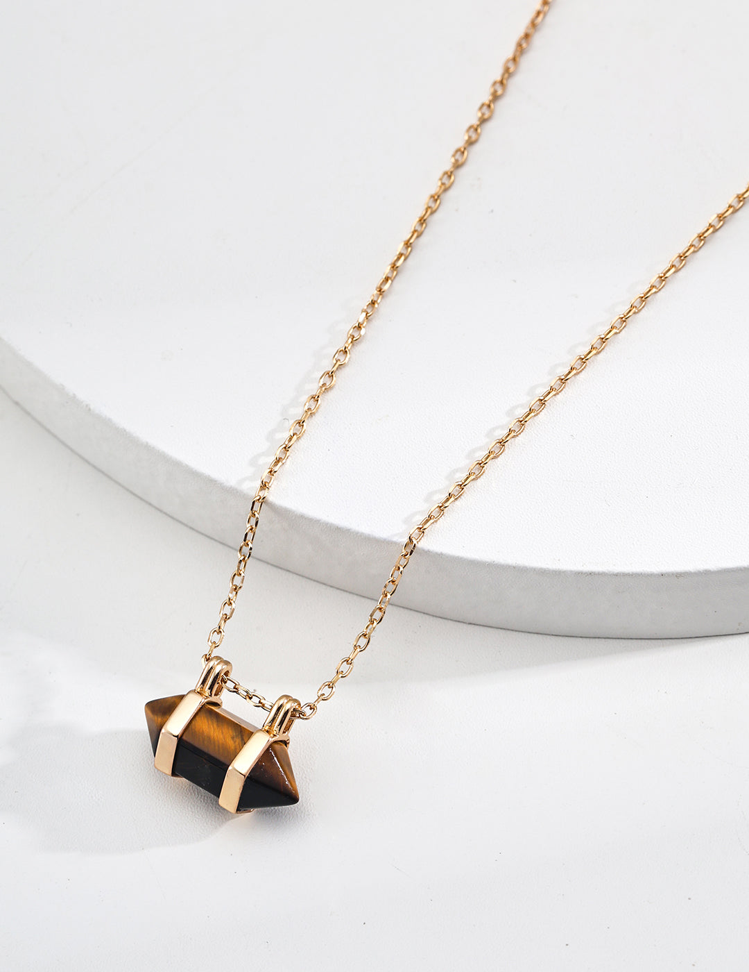 Tiger’s Eye Prism Pendant Necklace detail image 4