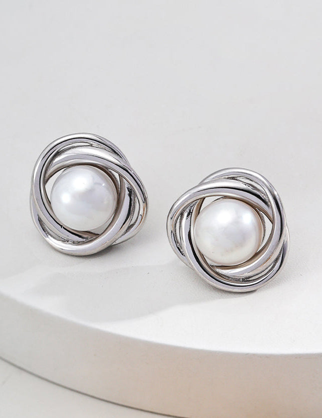 Natural Pearl Silver Earrings detail image 4