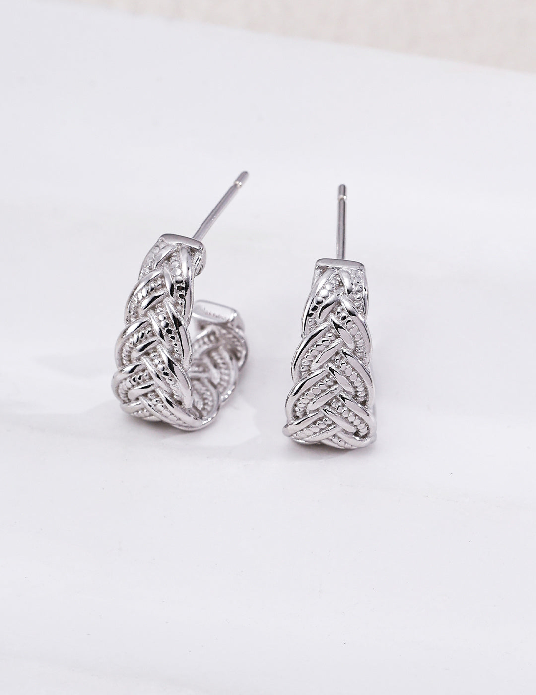 Vintage Sculptural Silver Earrings detail image 3