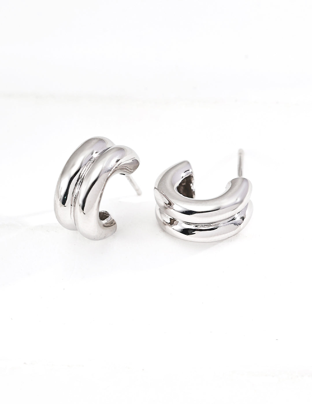 Layered Loop Stud Earrings detail image 4