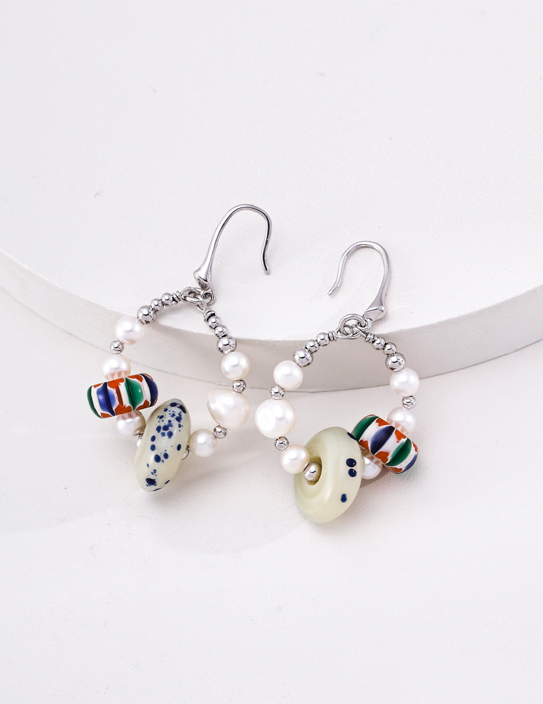 Himalayan Glass Pearl Silver Earrings product detail