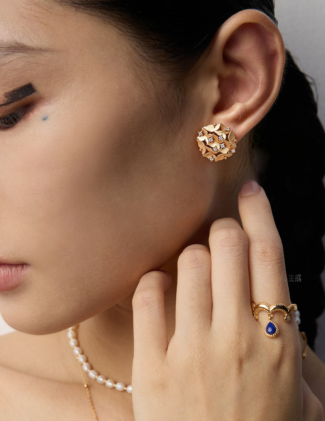 Butterfly Blossom Silver Earrings worn by a model