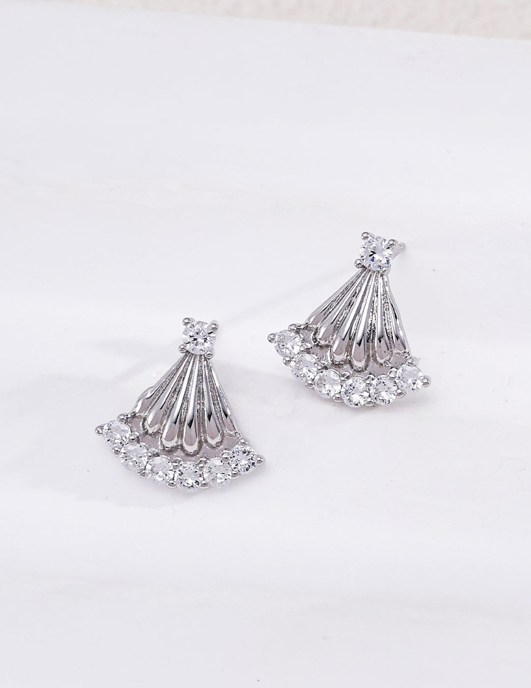 Art Deco Fan Silver Earrings product detail