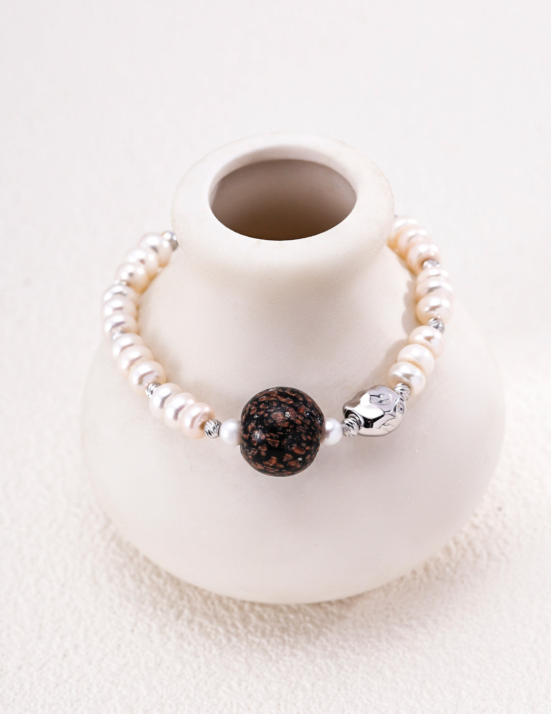 Ember Pearl Himalayan Glass Silver Bracelet product detail
