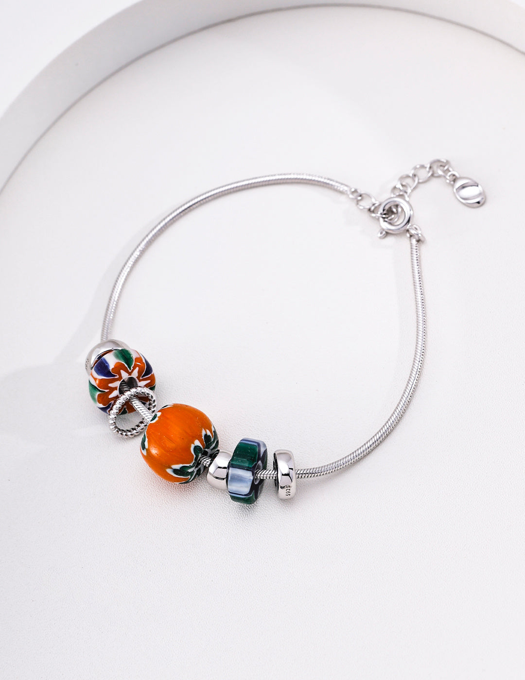 Nepal Artisan Glass Silver Bracelet product detail