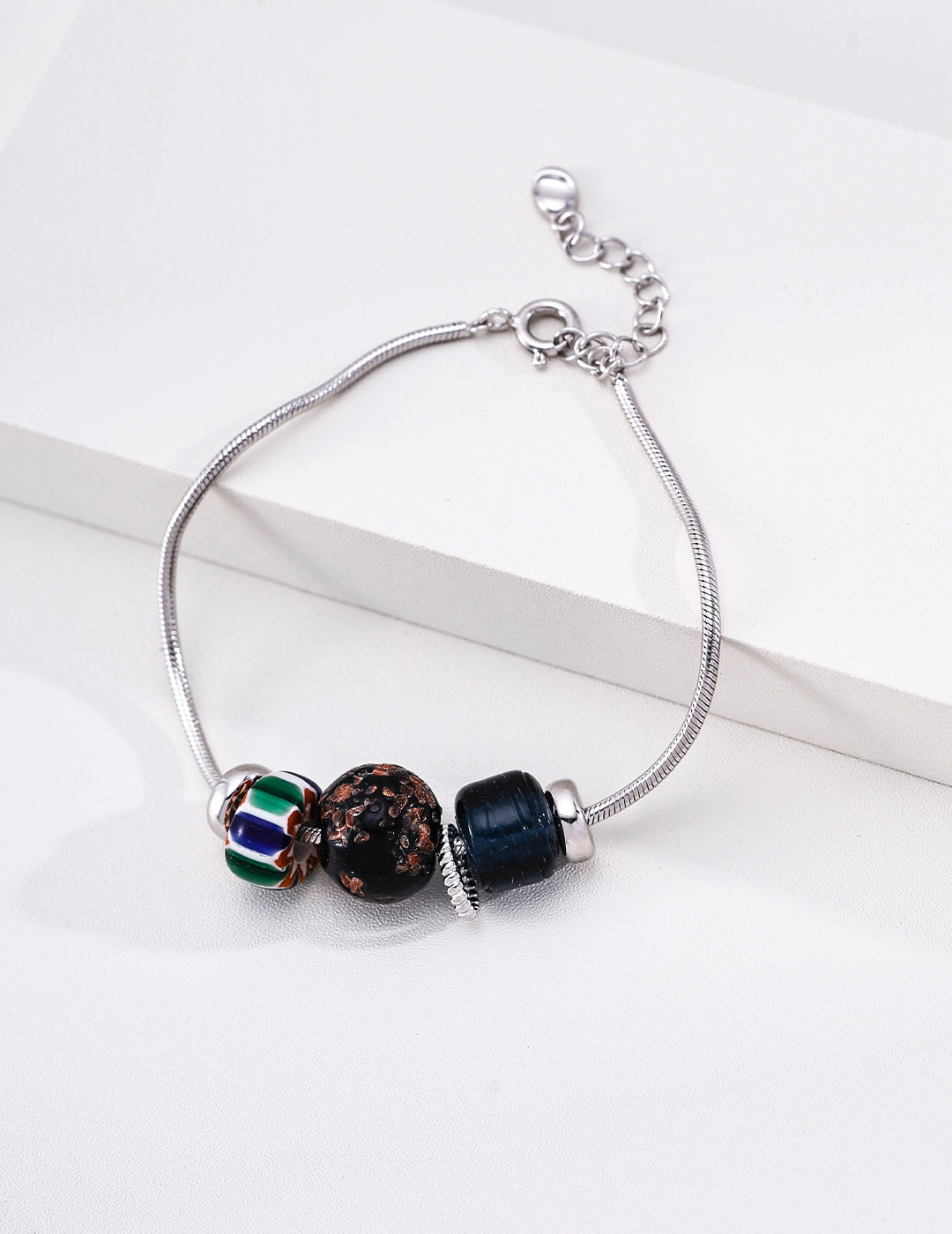 Nepal Artisan Glass Silver Bracelet product detail