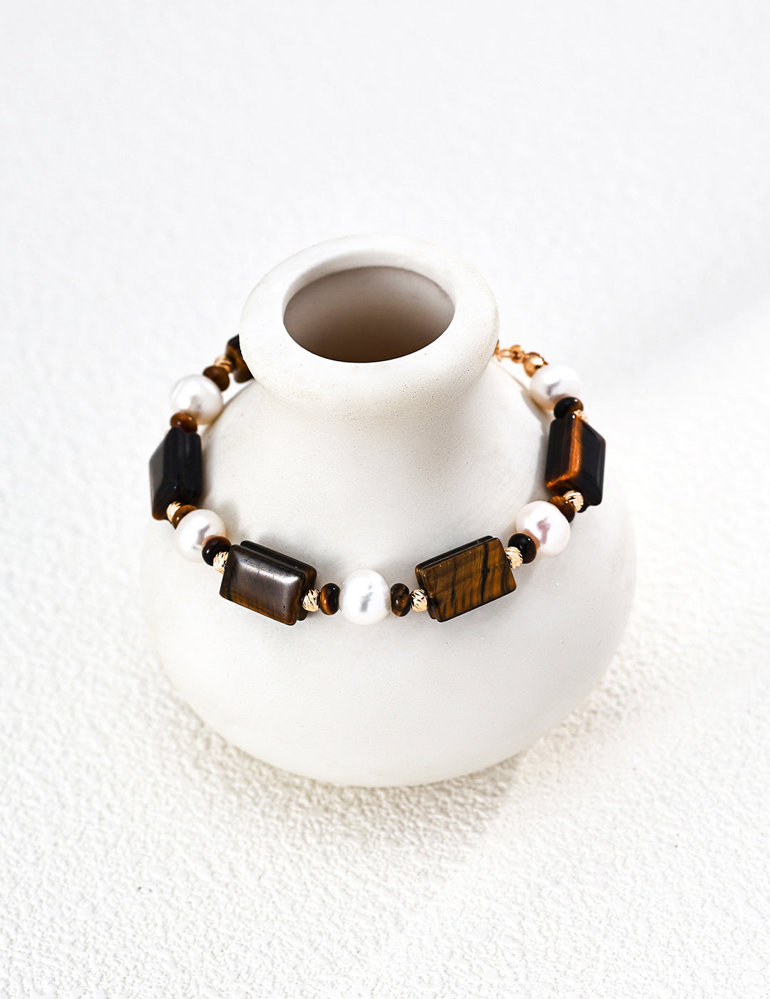 Caramel Tiger's Eye & Pearl Bracelet product detail