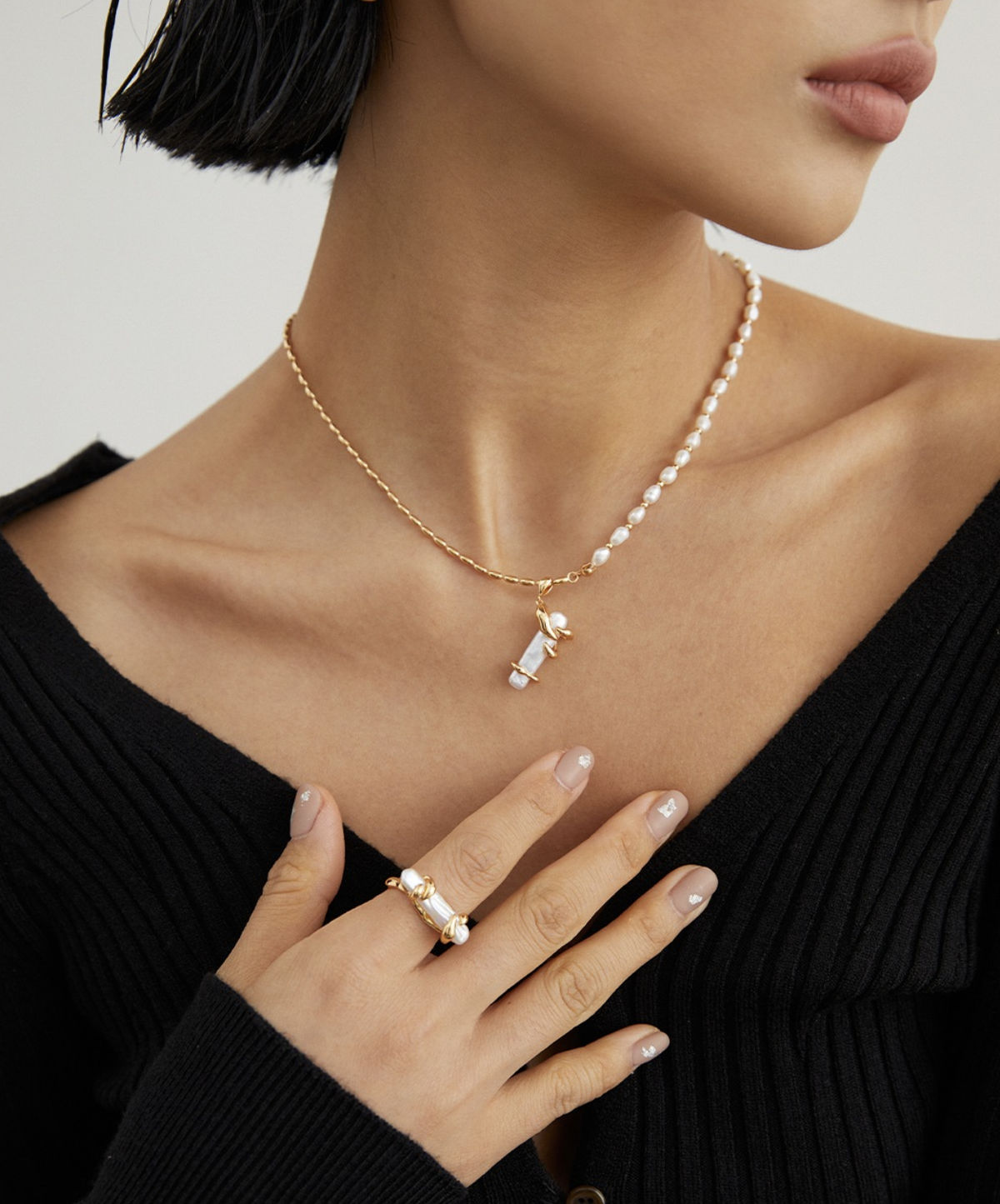Baroque Pearl Open Ring detail image 4