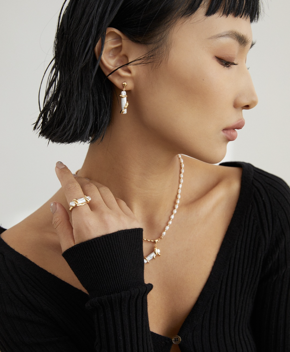 Baroque Pearl Open Ring detail image 5