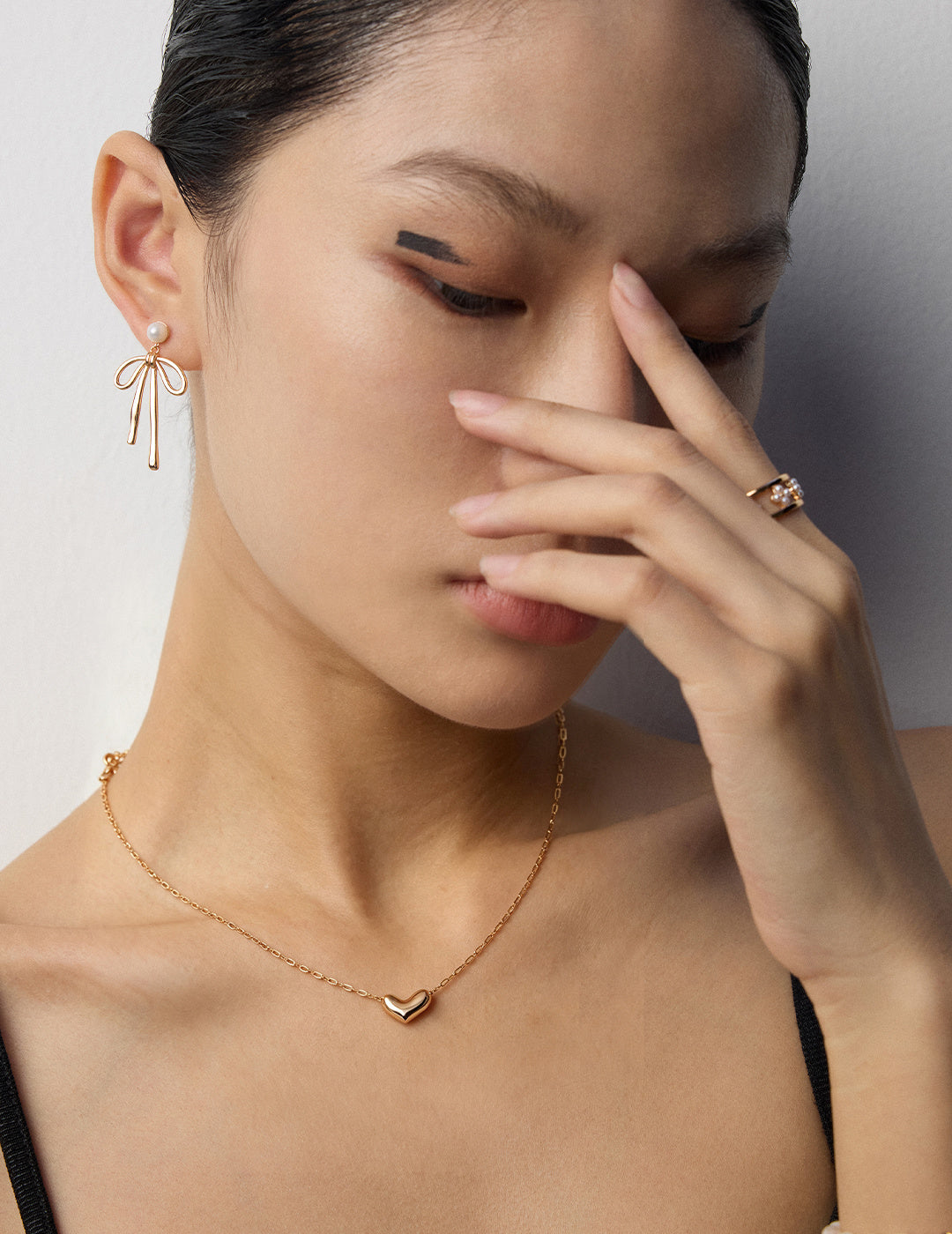Everyday Silver Necklace worn by a model