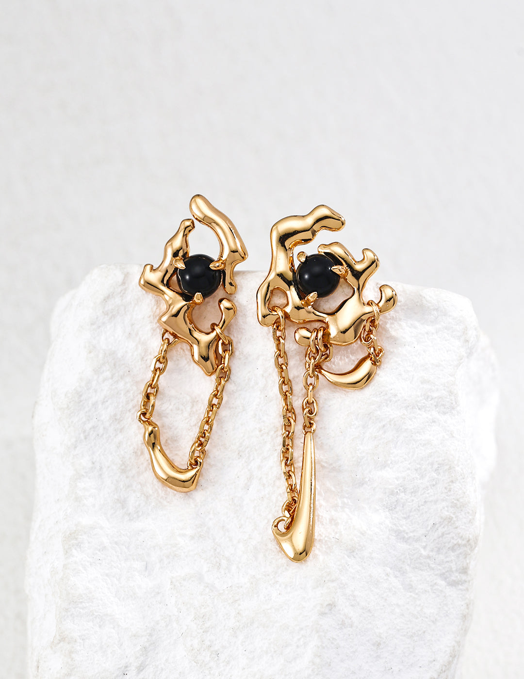 Lava Onyx Sculptural Earrings detail image 3