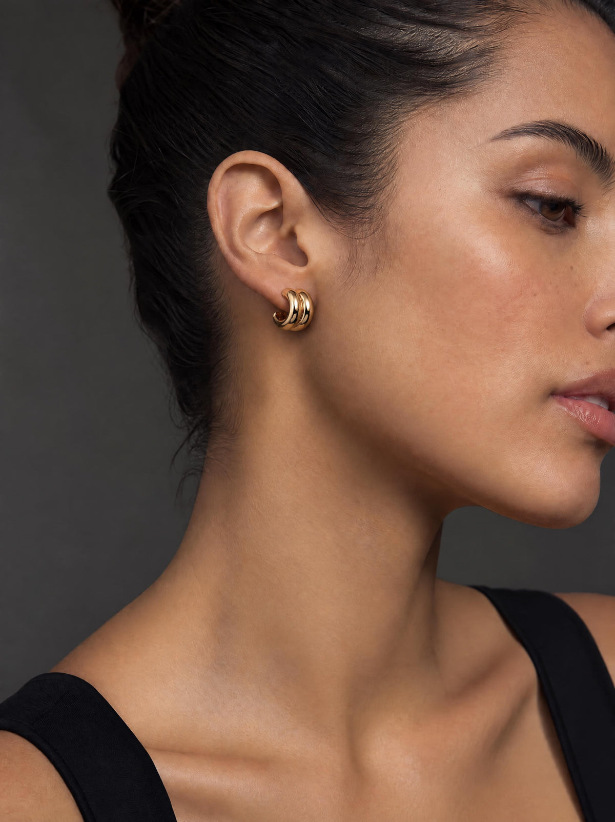 Layered Loop Stud Earrings detail image 2